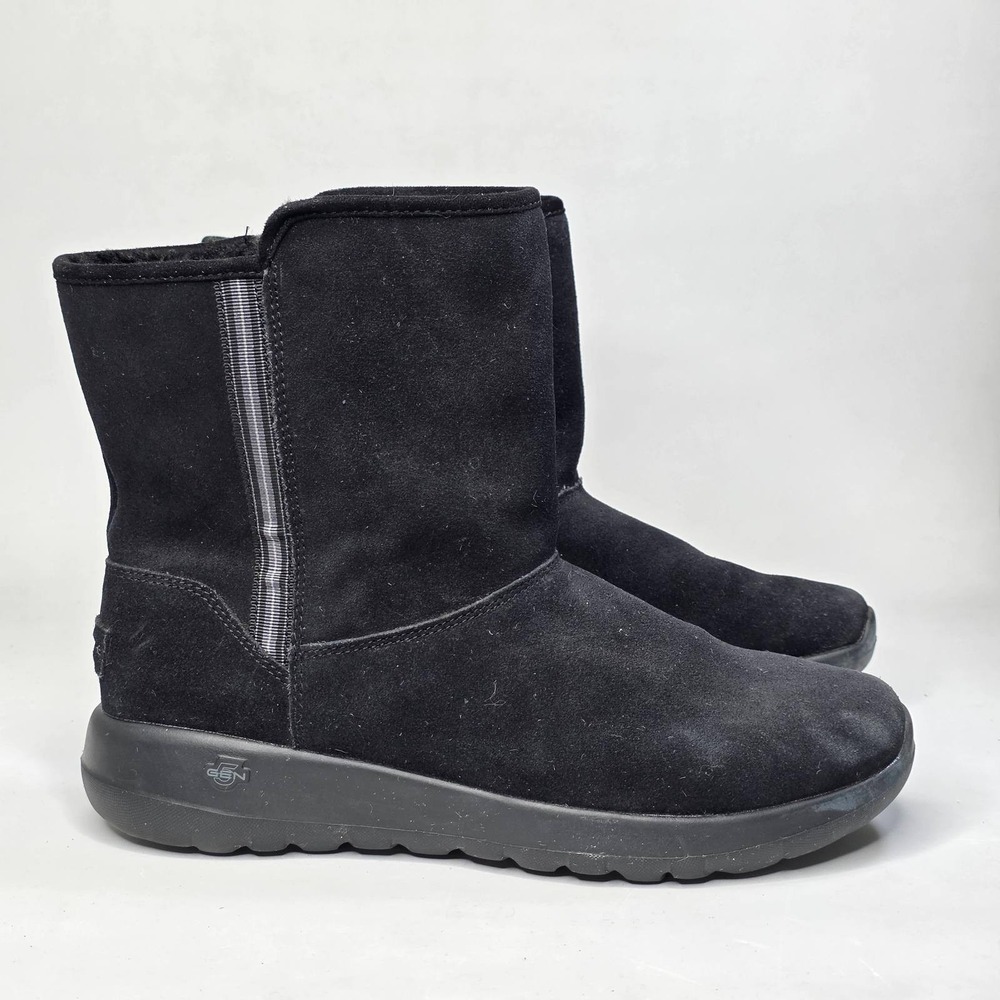 Skechers Boots Women's 9.5‎ Black Suede Zip Lined Winter Shoes Classic 15526
